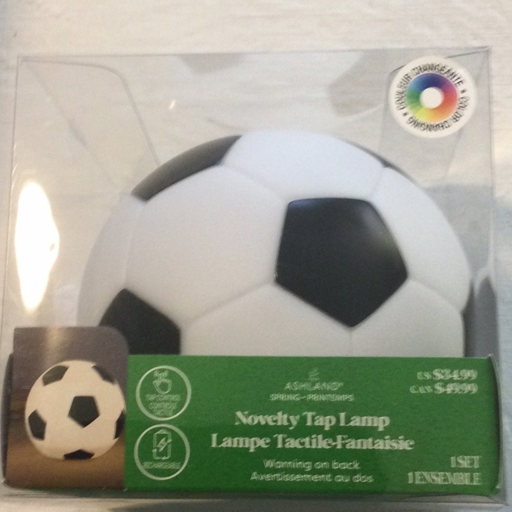 Ashland Soccer Ball Novelty Tap Lamp - Black and White & other colors.